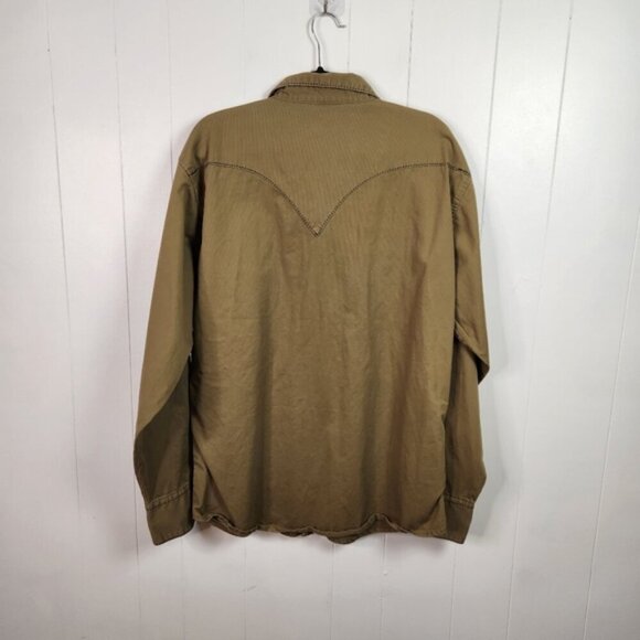 Twenty X Tan Corduroy Pearl Snap Western Button Down Shirt Slim Fit Mens XXL - Picture 7 of 14